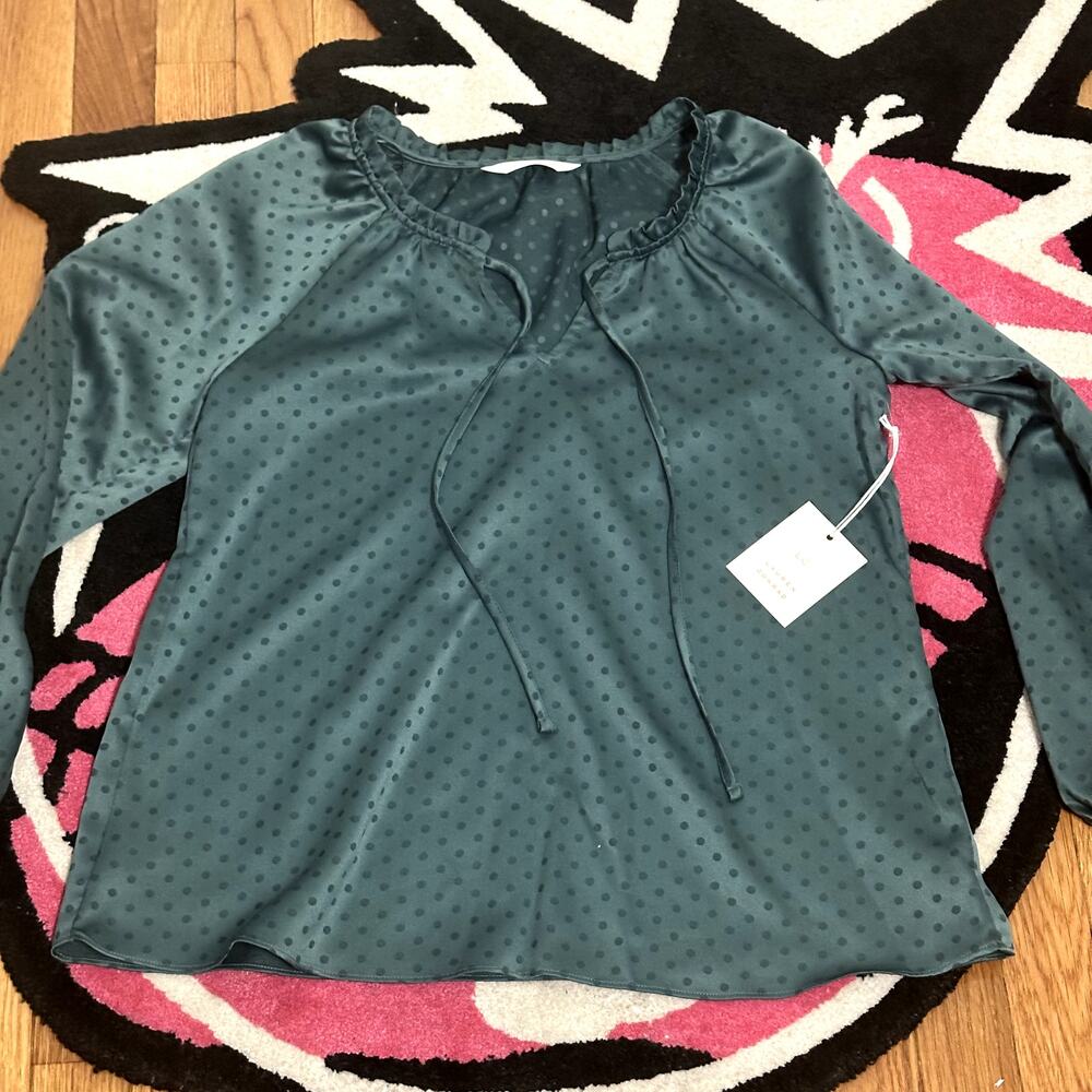 Lauren Conrad Green Polka Dot Blouse – Women’s XS – NWT – As Pictured